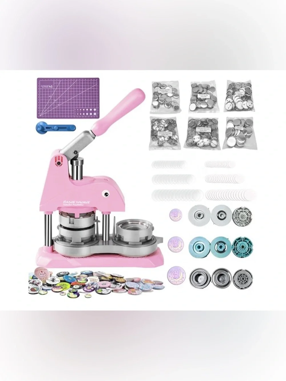 Button Maker Machine Multiple Sizes, PINK, NEW